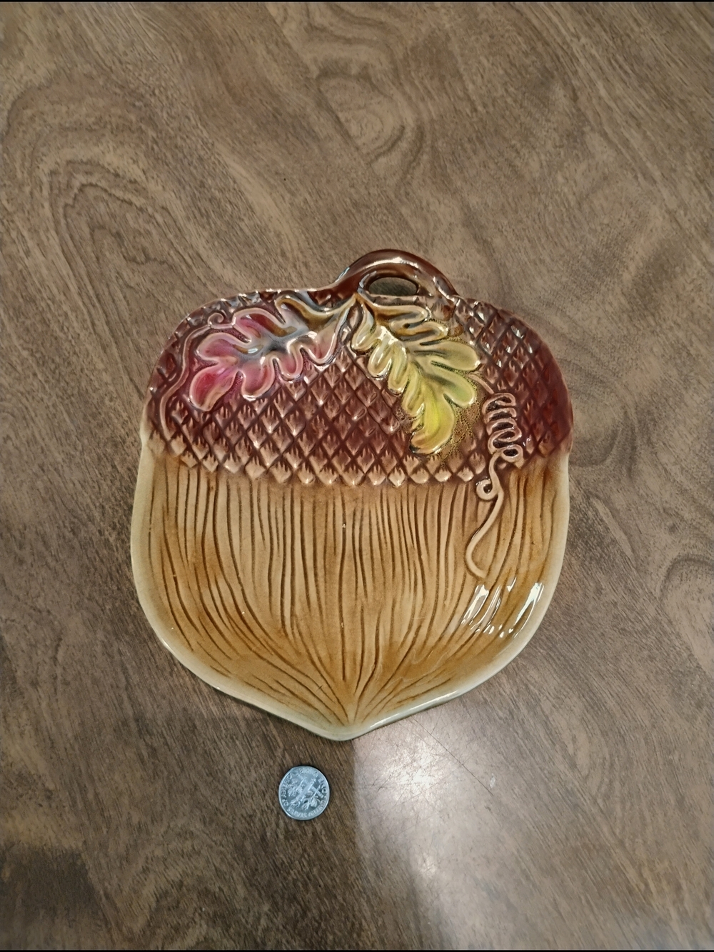 Vintage Majicola Acorn-shaped Candy Nut Dish/Plate Autumn Colors 6.5" X 5.5"